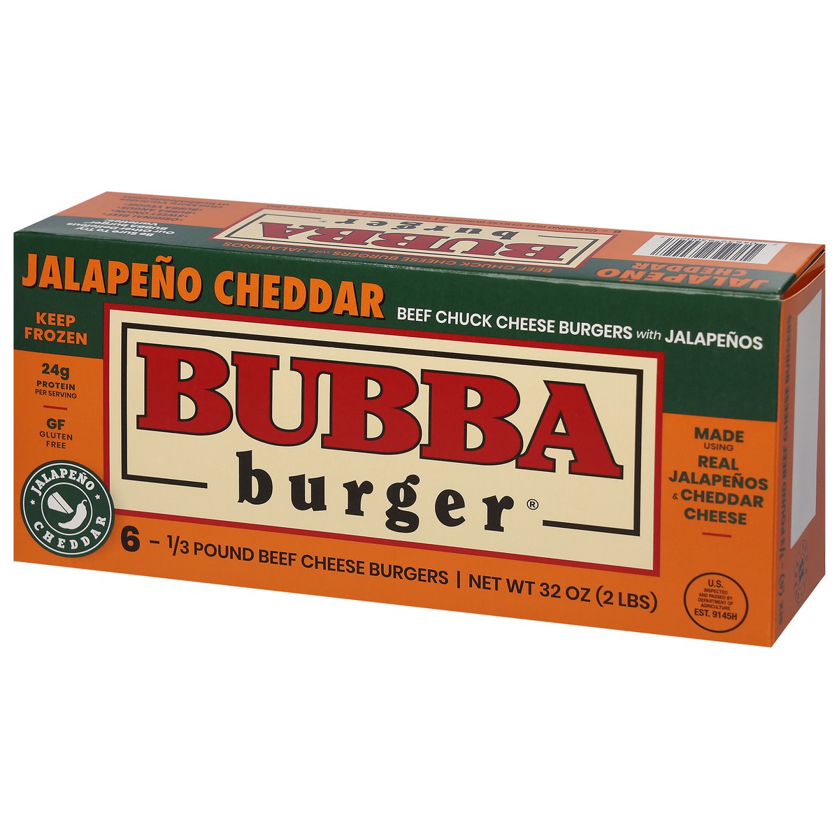 slide 3 of 9, BUBBA Burger Beef Chuck Jalapeño Cheddar Cheese Burgers 6 - 0.33 lb Burgers, 6 ct