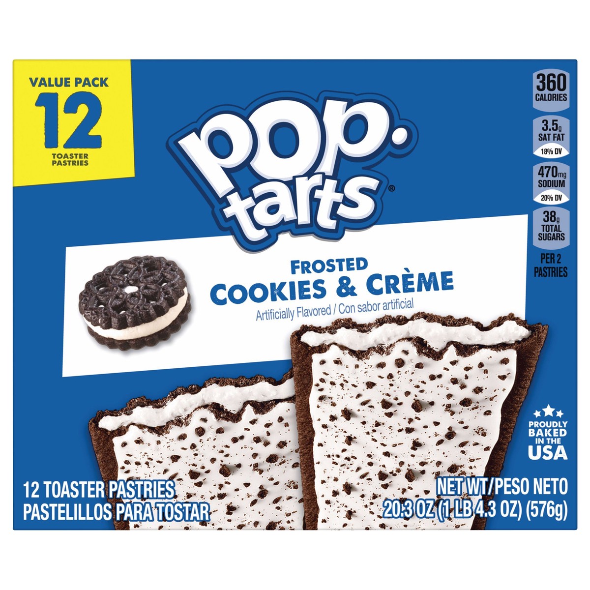 slide 1 of 5, Pop-Tarts Cookies and Creme Toaster Pastries, 20.3 oz