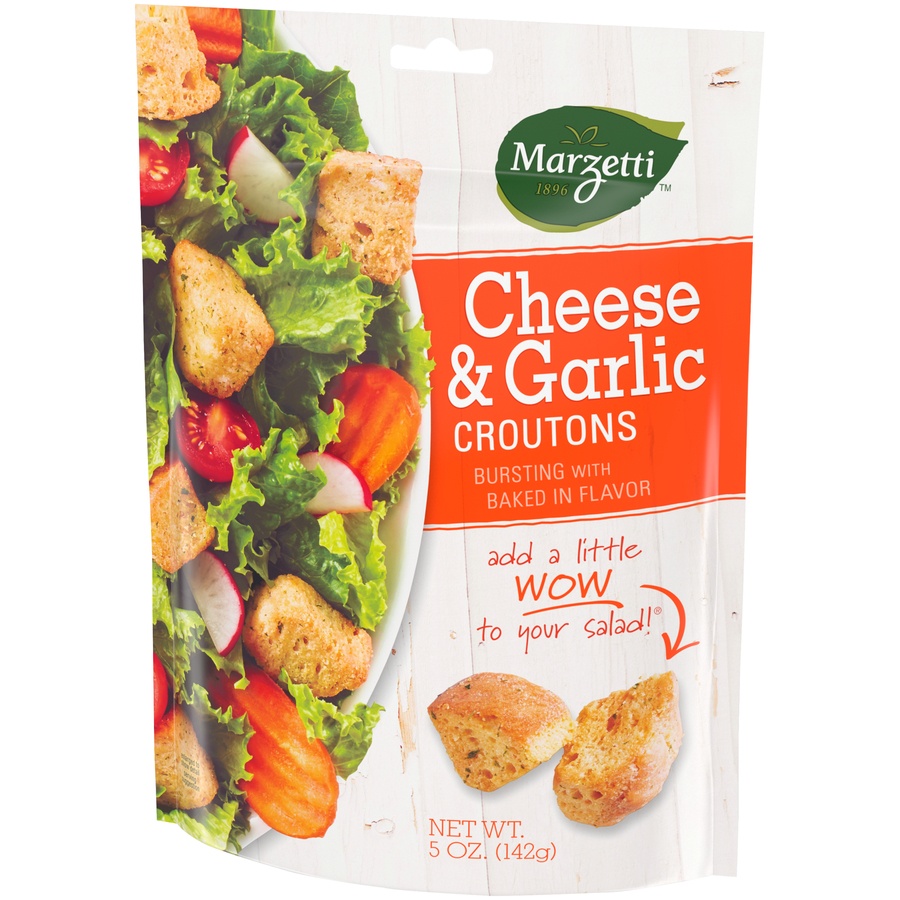 slide 3 of 8, Marzetti Baked Croutons, Cheese & Garlic, 5 oz