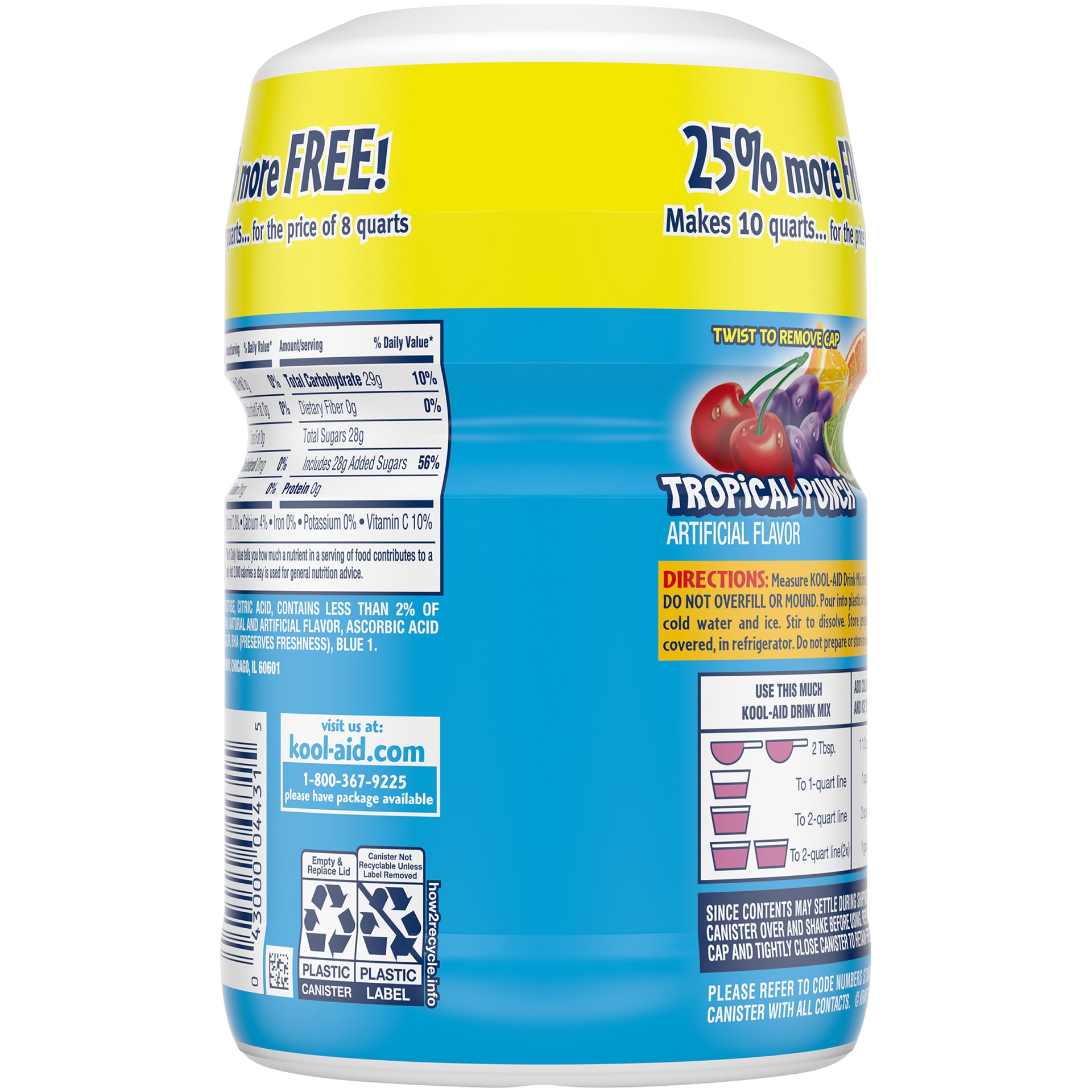 slide 2 of 2, Kool-Aid Sugar-Sweetened Tropical Punch Artificially Flavored Powdered Soft Drink Mix ister, 23.9 oz