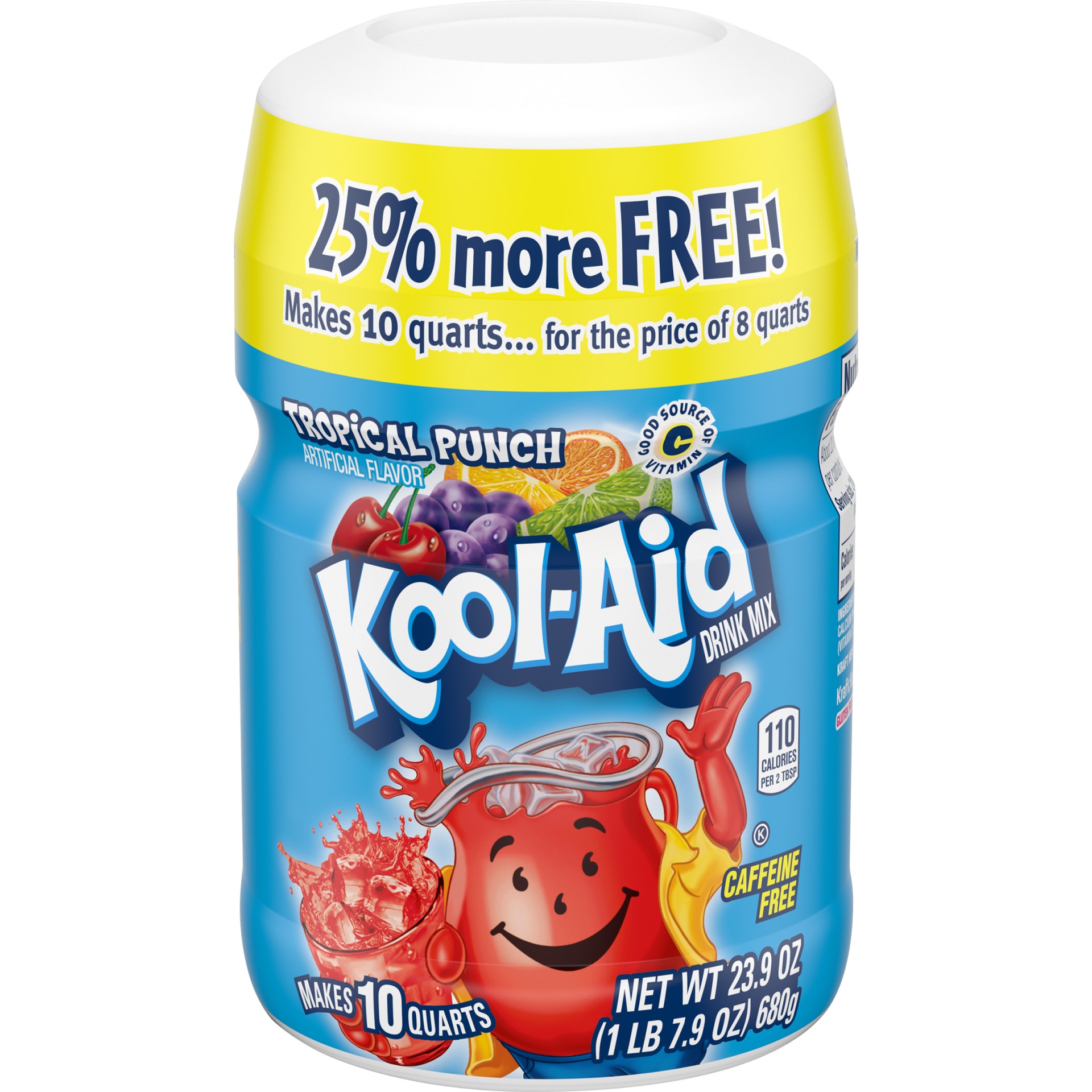 slide 1 of 2, Kool-Aid Sugar-Sweetened Tropical Punch Artificially Flavored Powdered Soft Drink Mix ister, 23.9 oz