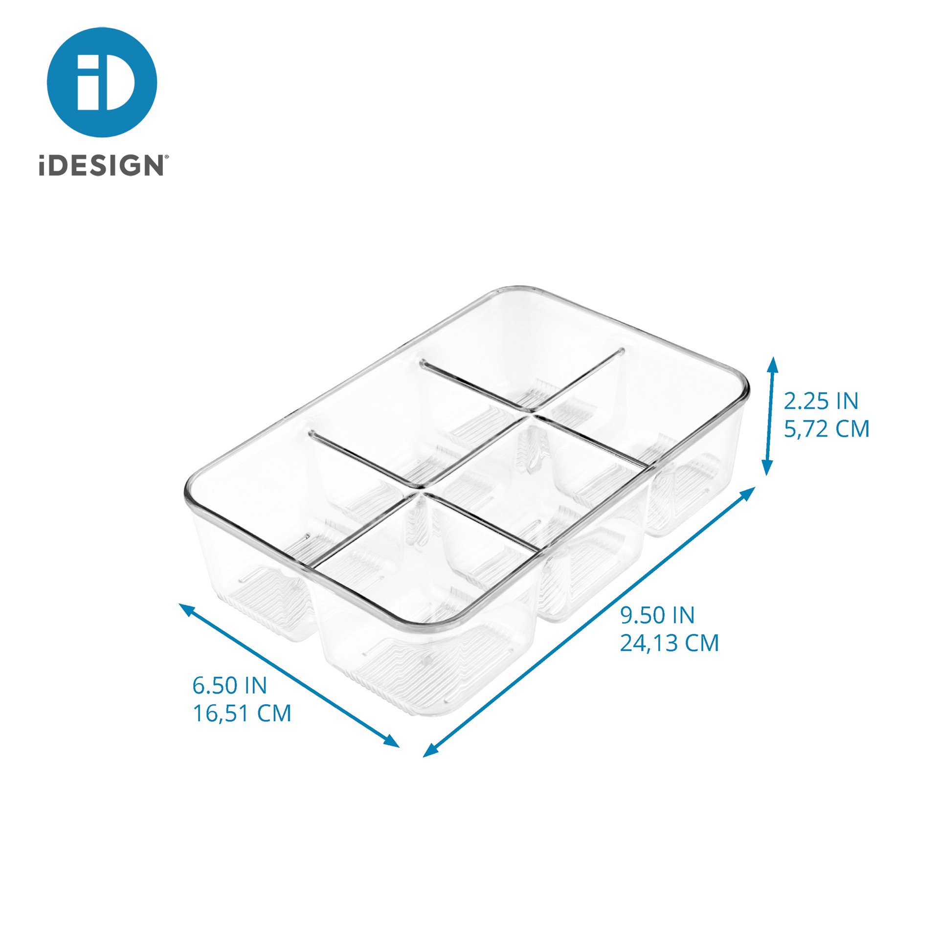 slide 4 of 5, Idesign 6 Compartment Plastic Drawer Organizer, 6.5 in x 9.5 in x 2.25 in