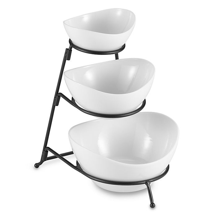 slide 1 of 1, B. Smith 3-Tier Serving Bowl Set - White, 1 ct