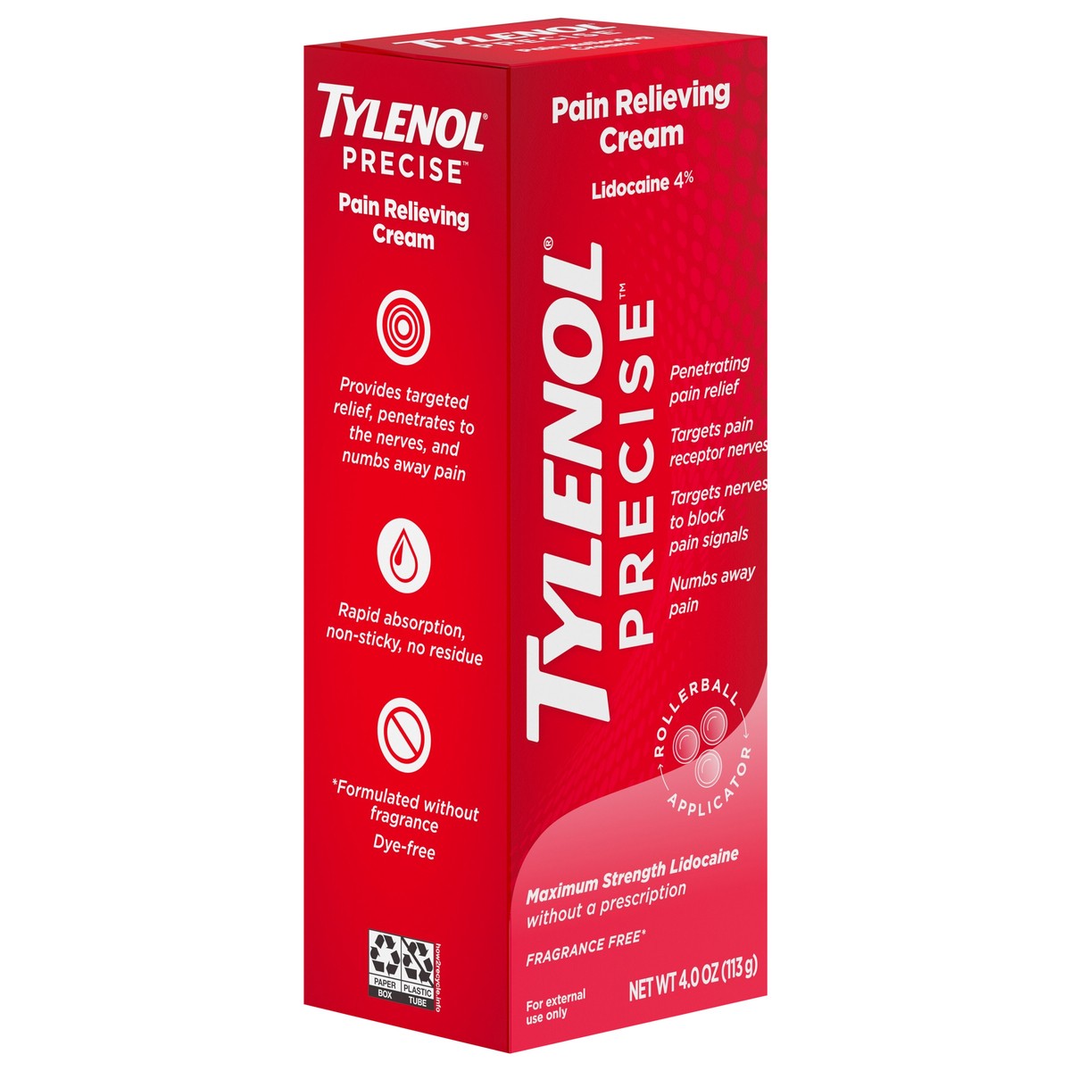 slide 5 of 7, Tylenol Precise Maximum Strength 4% Lidocaine Pain Relieving Cream, 4oz, 4 oz