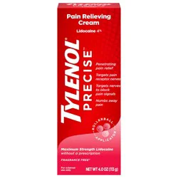 Tylenol Precise Maximum OTC Strength 4% Lidocaine Pain Relieving Cream, 4oz