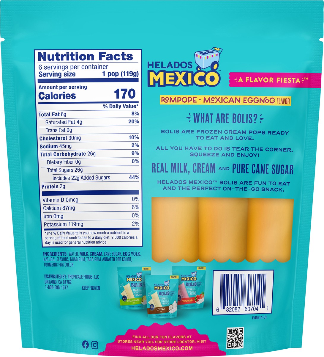 slide 2 of 8, Helados Mexico Rompope Cream Bolis, 6 ct