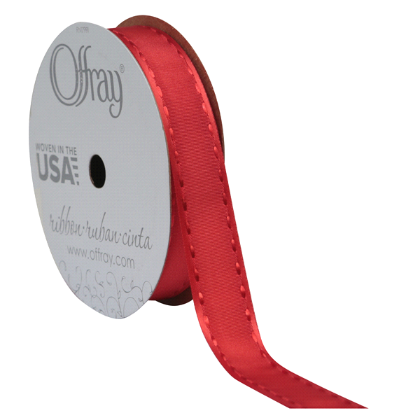 slide 1 of 1, Offray Ribbon Satin Saddle Red 0.625X, 9 ft