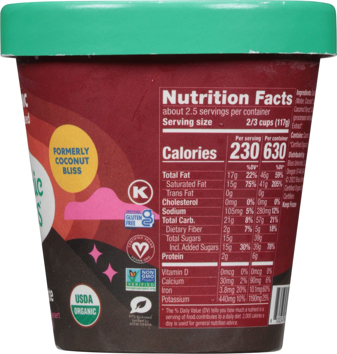 slide 3 of 14, Cosmic Bliss Organic Dark Chocolate Coconut Frozen Dessert, 14 oz