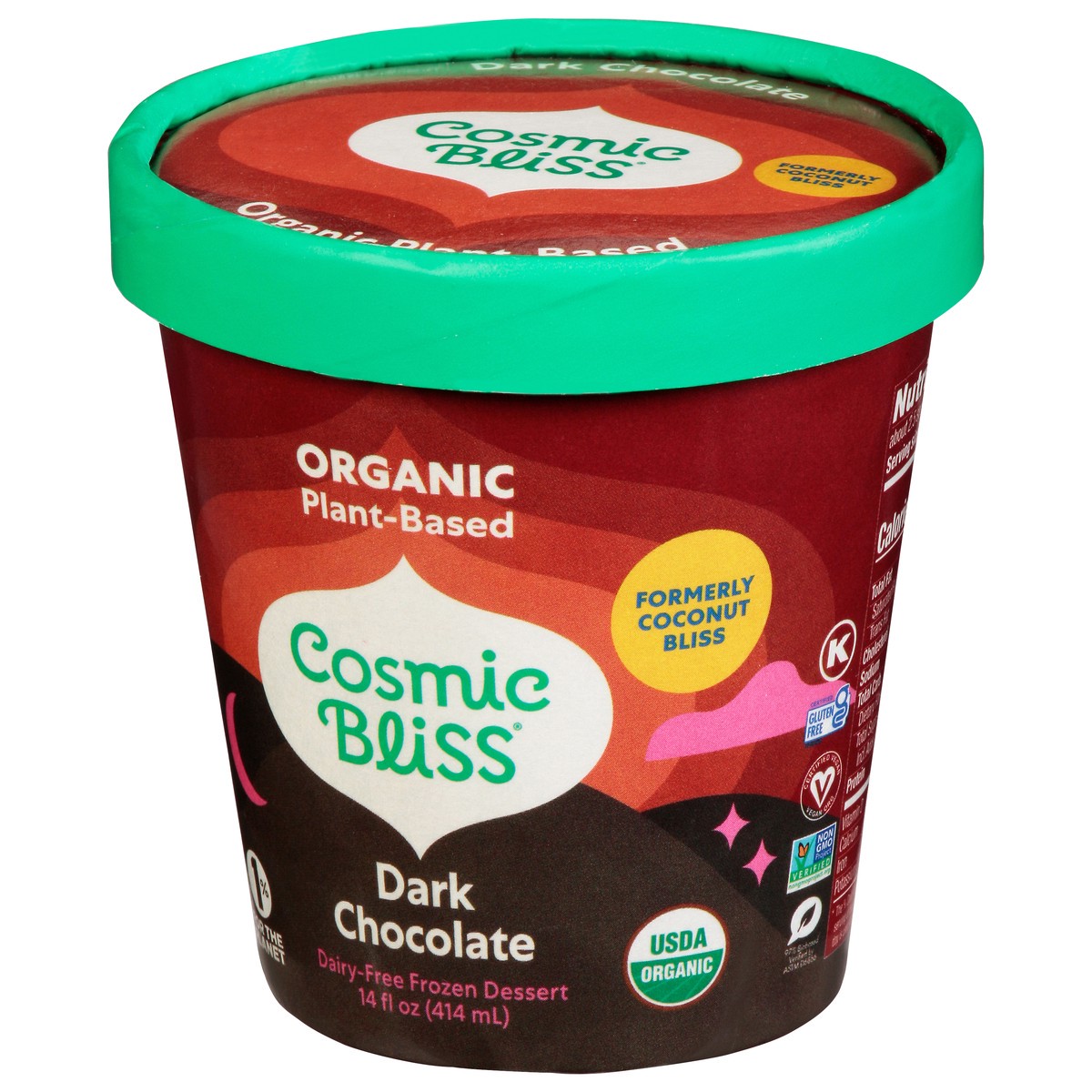 slide 14 of 14, Cosmic Bliss Organic Dark Chocolate Coconut Frozen Dessert, 14 oz