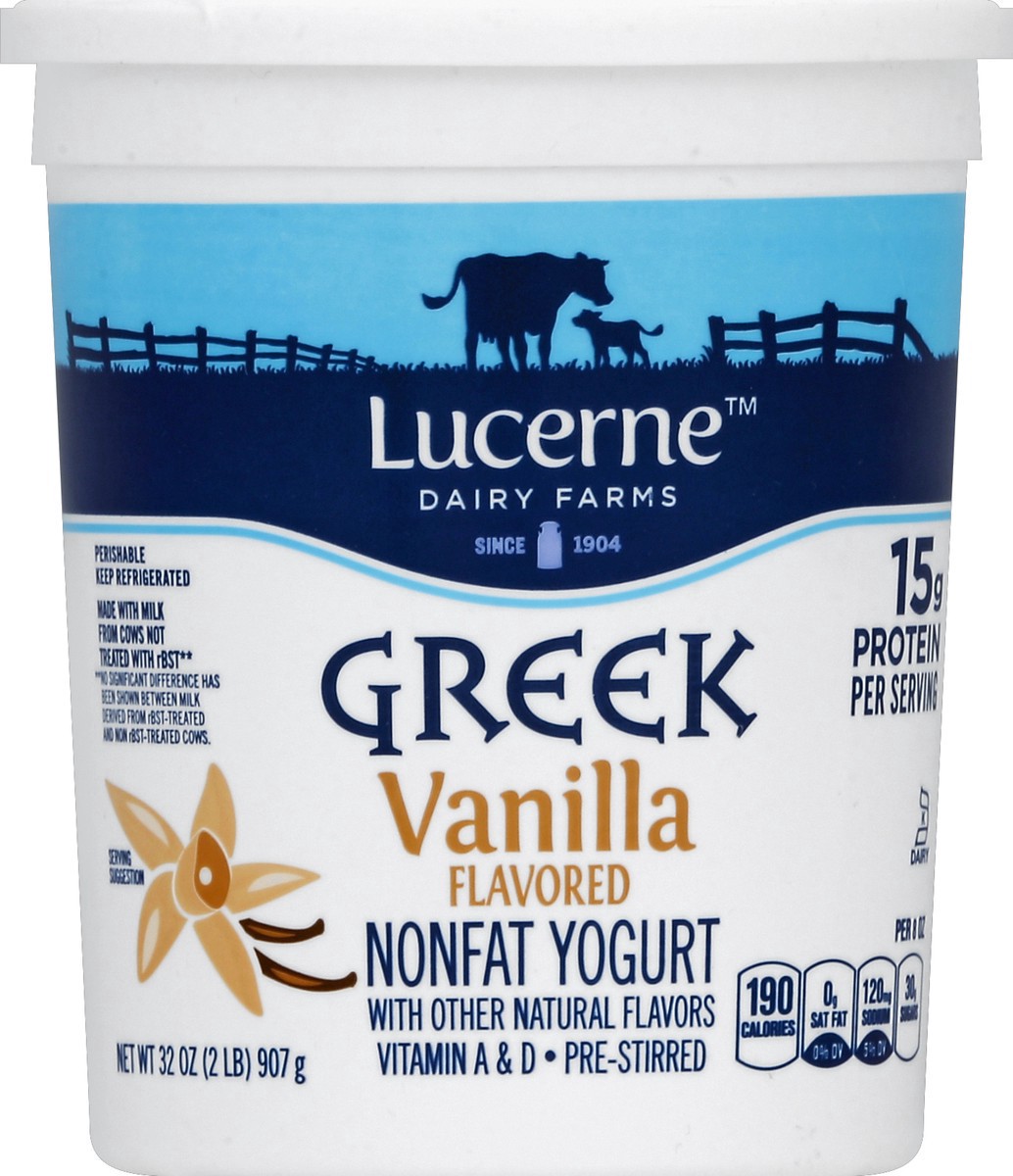 slide 3 of 3, Lucerne Dairy Farms Greek Yogurt Nonfat Vanilla, 32 oz