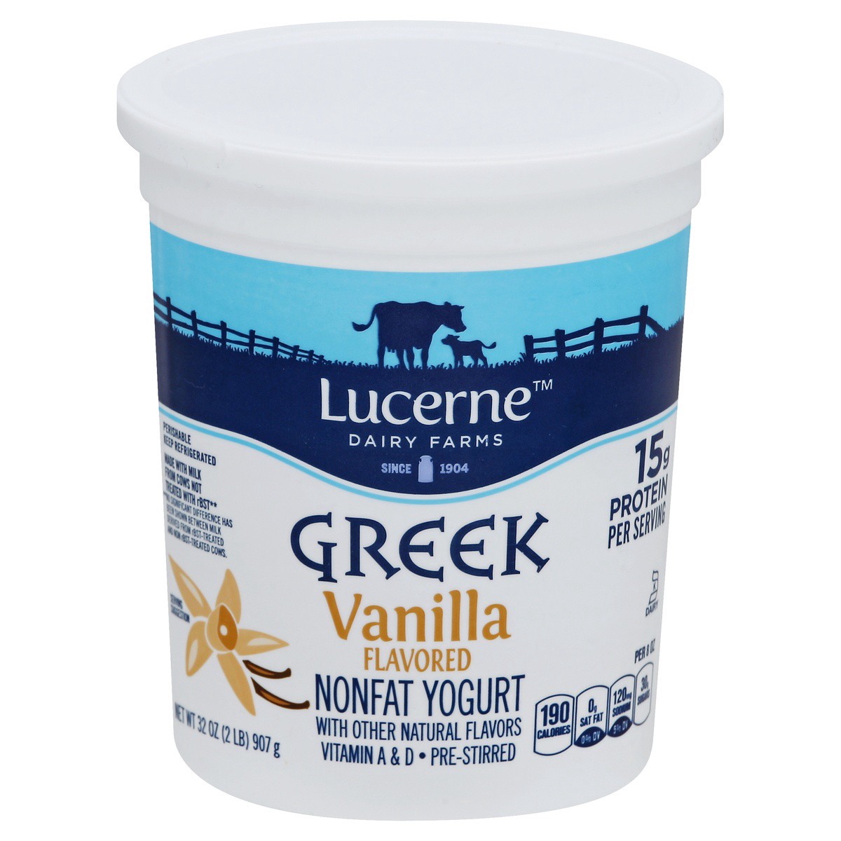 slide 1 of 3, Lucerne Dairy Farms Greek Yogurt Nonfat Vanilla, 32 oz