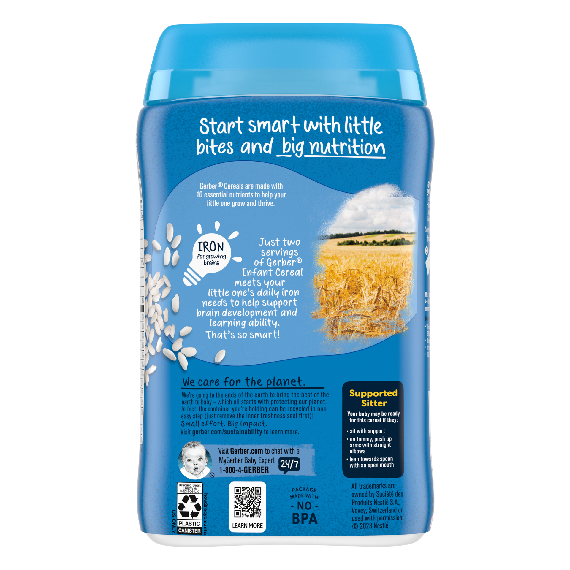 slide 3 of 5, Gerber Stage 1 Baby Food, Rice Cereal, 8 oz Canister, 8 oz