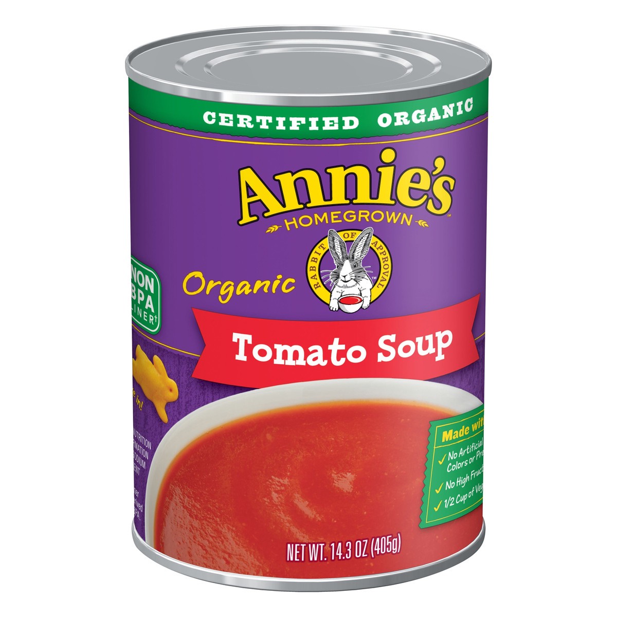 slide 6 of 9, Annie's Organic Tomato Canned Soup, Non-GMO, 14.3 ounces, 14 oz