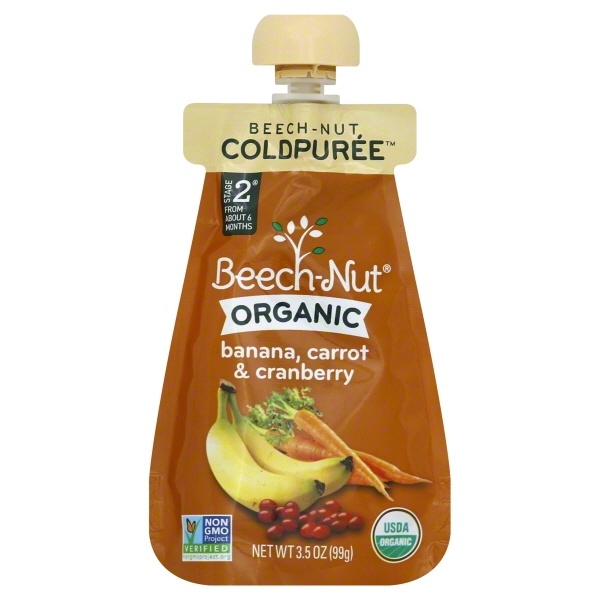 slide 1 of 1, Beech-Nut Organic Cold Puree Pouch, Banana, Carrot & Cranberry, 3.5 oz