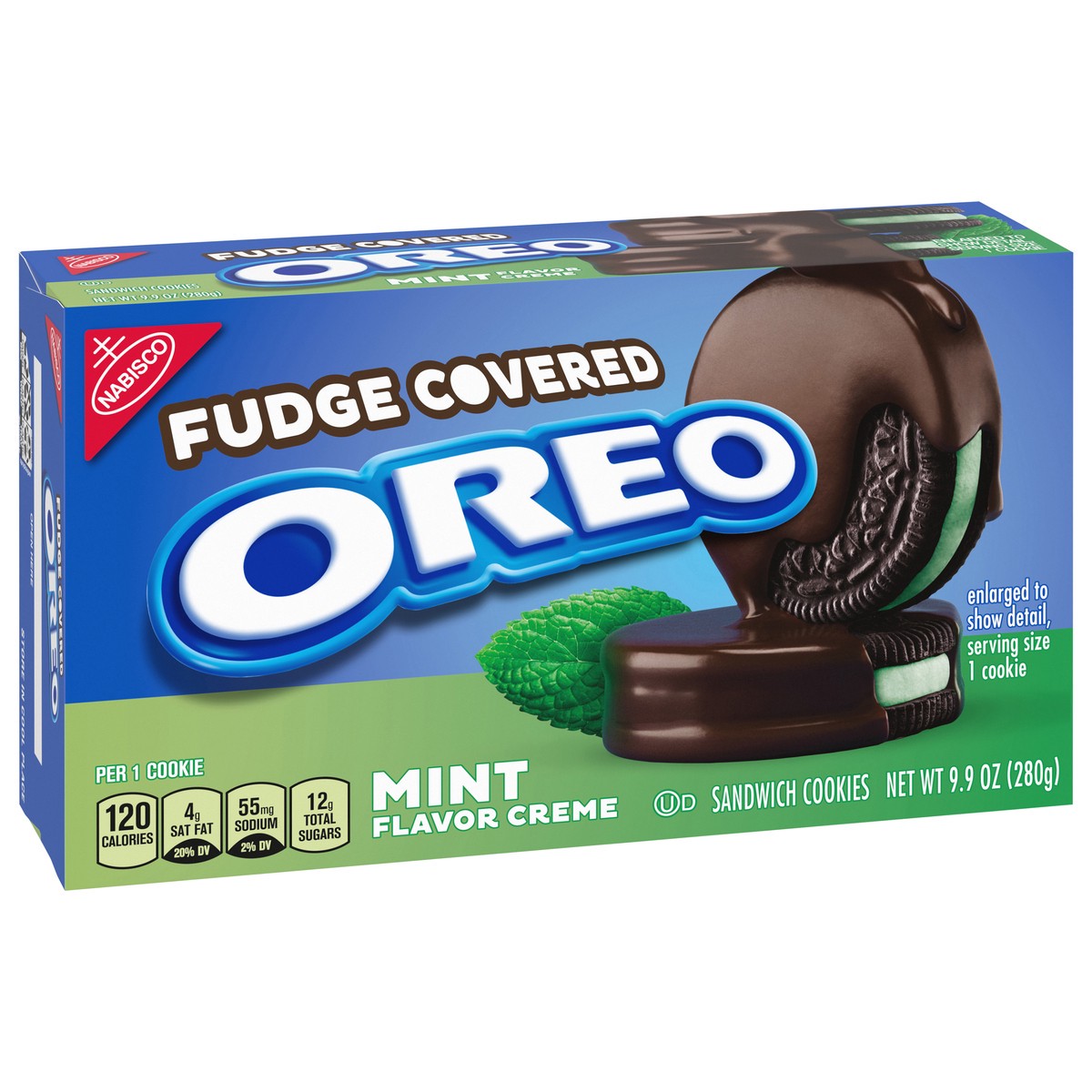 slide 4 of 9, OREO Fudge Covered Mint Creme Sandwich Cookies, 9.9 oz, 9.9 oz