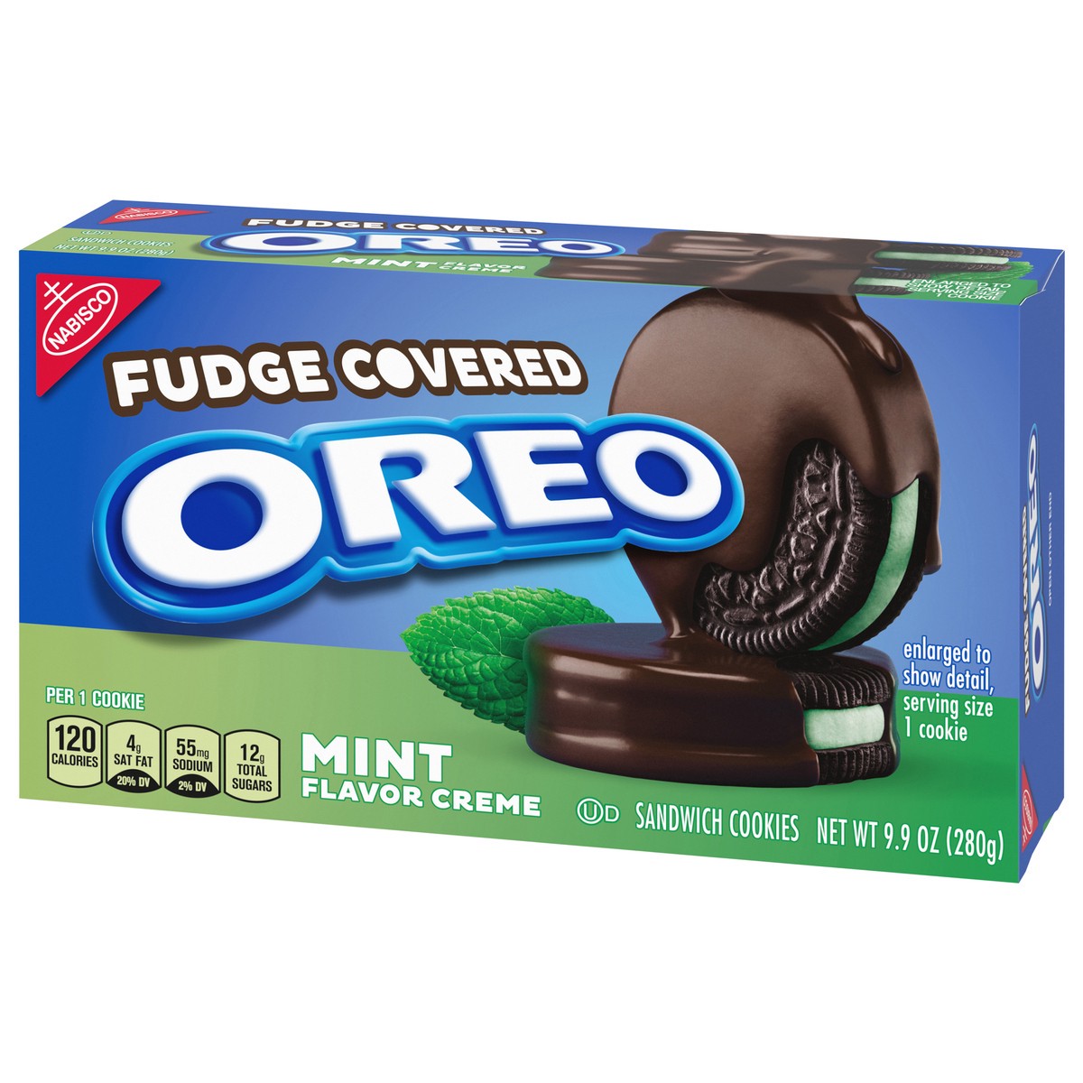 slide 5 of 9, OREO Fudge Covered Mint Creme Sandwich Cookies, 9.9 oz, 9.9 oz