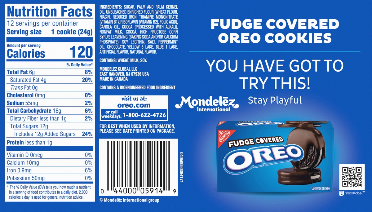 slide 7 of 9, OREO Fudge Covered Mint Creme Sandwich Cookies, 9.9 oz, 9.9 oz