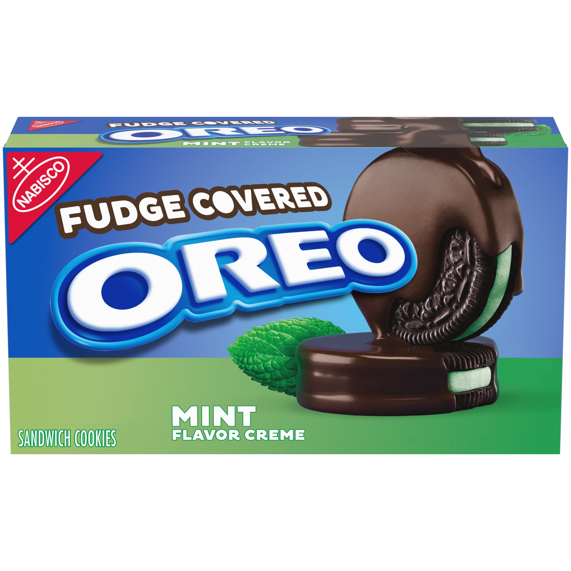 slide 1 of 9, OREO Fudge Covered Mint Creme Sandwich Cookies, 9.9 oz, 9.9 oz