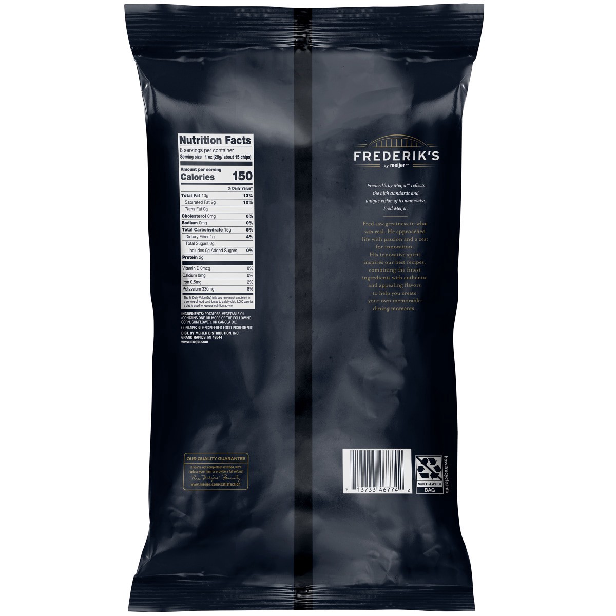 slide 3 of 5, FREDERIKS BY MEIJER Frederik's by Meijer No Salt Kettle Chips, 8 oz