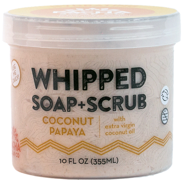 slide 1 of 1, Pacha Soap Co. Coconut Papaya Whipped Soap + Scrub, 10 fl oz