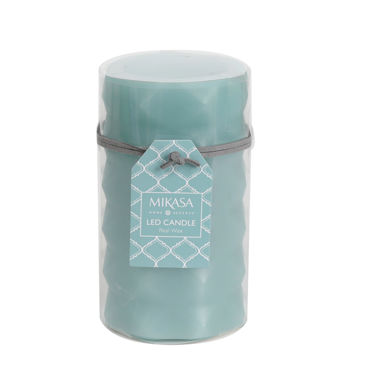 slide 1 of 5, Mikasa 3x5 inch Blue Embossed LED Wax Pillar Candle, 1 ct
