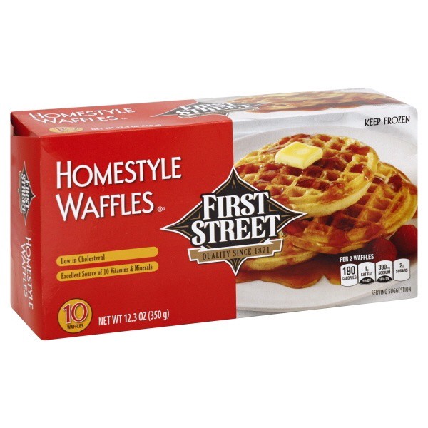 slide 1 of 1, First Street Homestyle Waffles, 12.3 oz