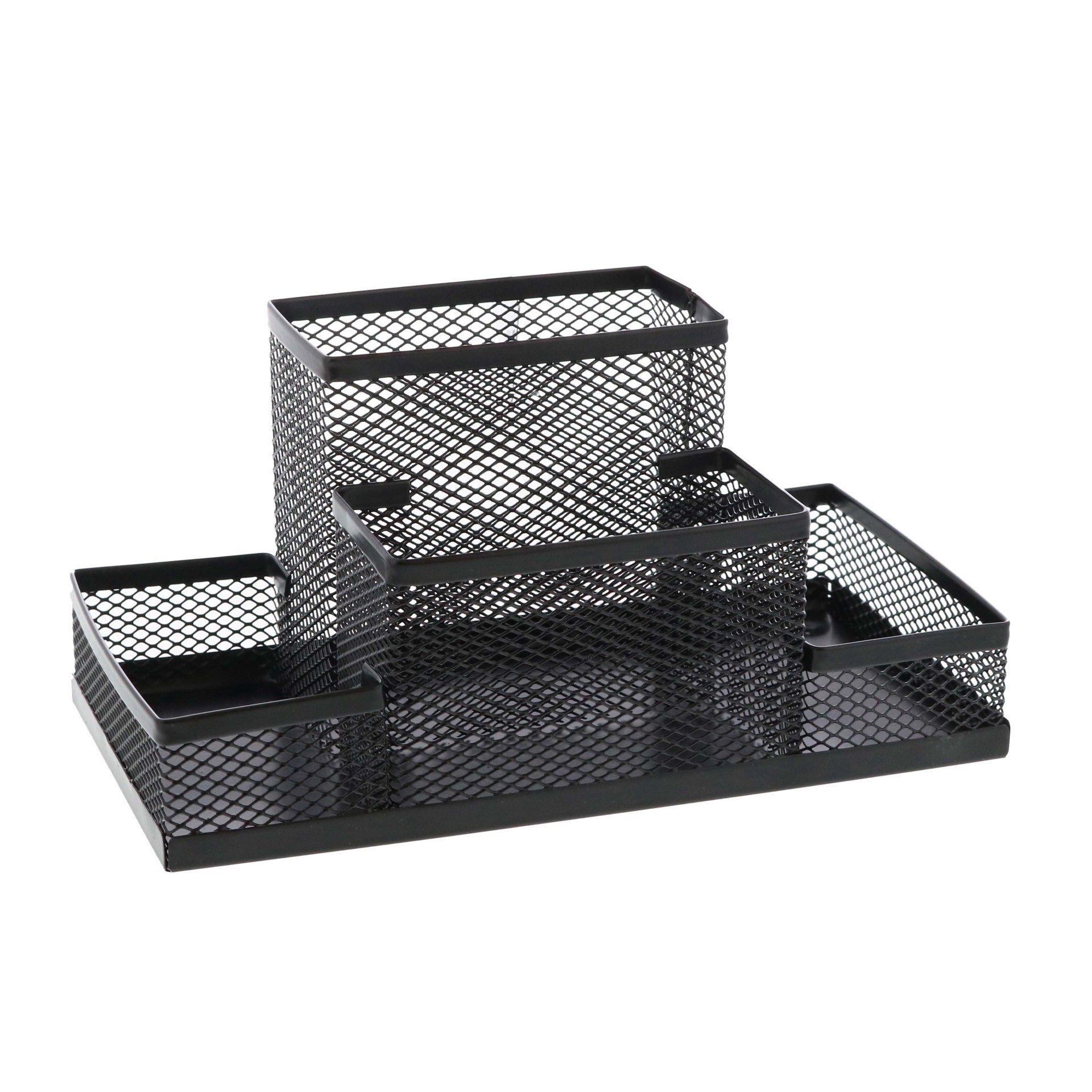 slide 1 of 1, Simplify Black 4-Compartment Mesh Organization, 1 ct