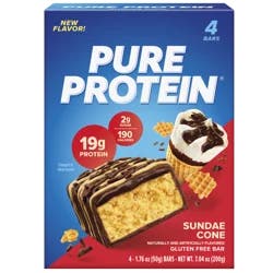 Pure Protein Gluten Free Sundae Cone Bar 4 - 1.76 oz Bars
