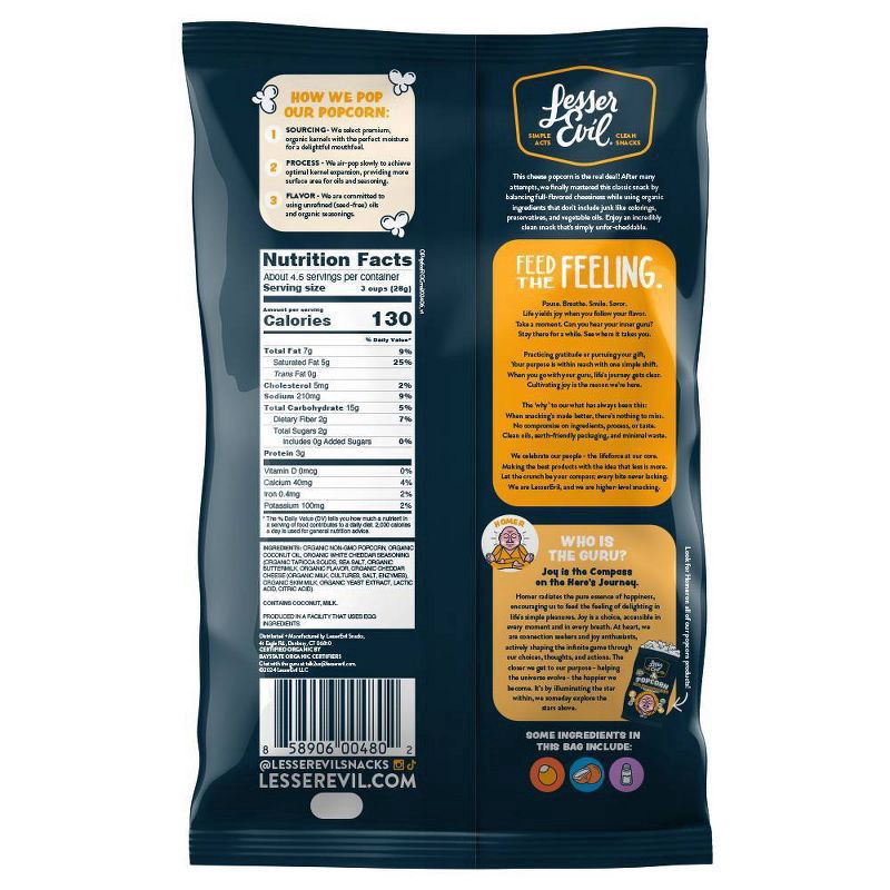 slide 4 of 4, LesserEvil Organic Popcorn White Cheddar 4.6oz, 4.6 oz