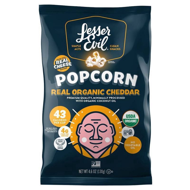 slide 2 of 4, LesserEvil Organic Popcorn White Cheddar 4.6oz, 4.6 oz