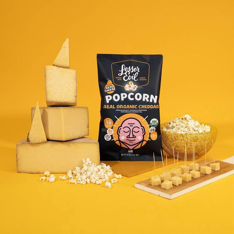 slide 3 of 4, LesserEvil Organic Popcorn White Cheddar 4.6oz, 4.6 oz