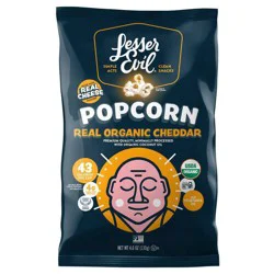 LesserEvil Organic Popcorn, Real Organic Cheddar - 4.6 oz