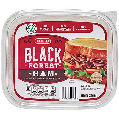 slide 1 of 1, H-E-B Black Forest Shaved Ham, 9 oz