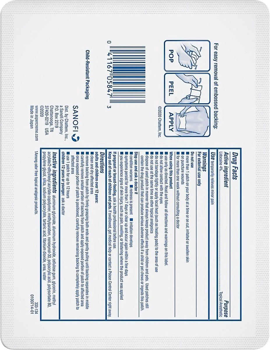 slide 6 of 6, ASPERCREME/GEL Lidocaine Patch 1Ct, 1 ct