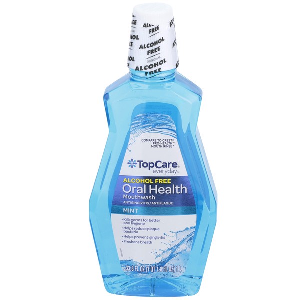 slide 1 of 6, TopCare Everyday Oral Health Alcohol-Free Mint Mouthwash 33.8 fl oz, 33.8 fl oz
