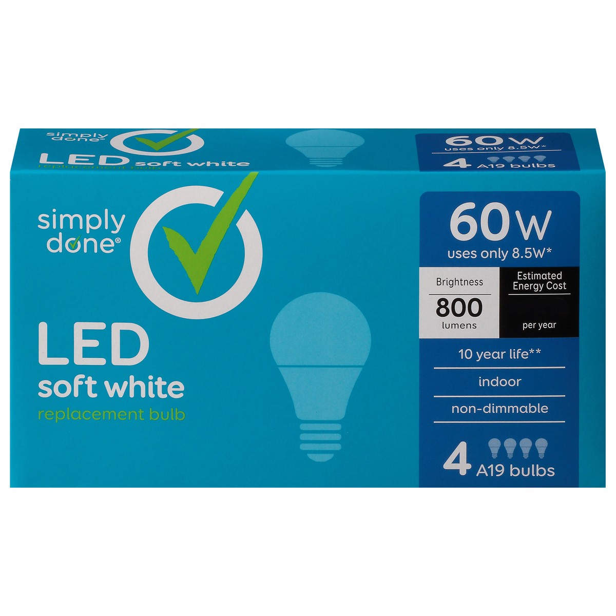 slide 2 of 9, Simply Done Led Soft White 60 Watt, 4 ct