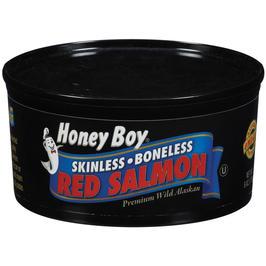 slide 1 of 1, Honey Boy Skinless Boneless Red Salmon, 6 oz