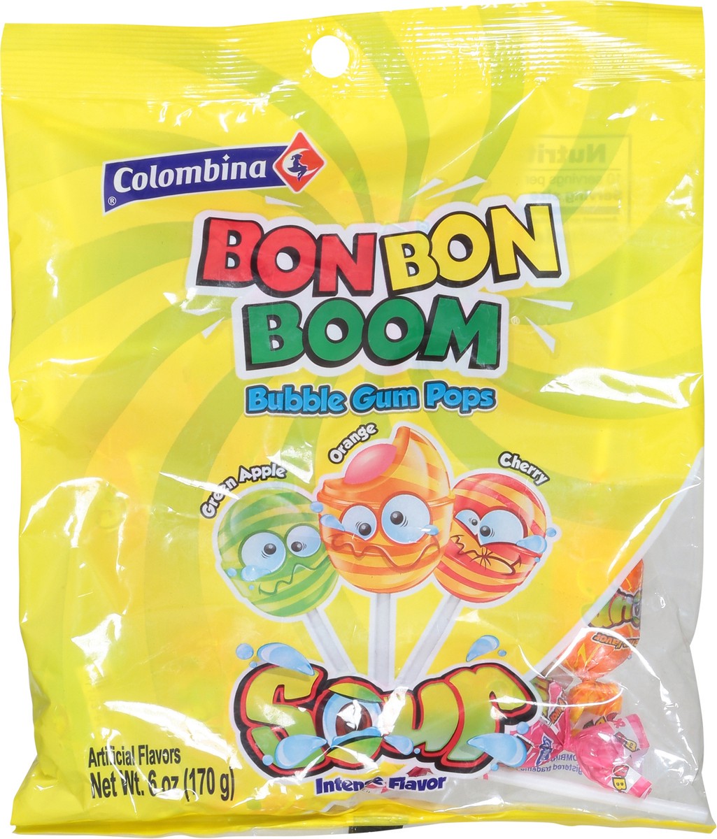 slide 12 of 15, CANDY DSD Columbina Bon Bon Bum Agrio (Sour Assorted Bubble Gum Pops), 1 ct