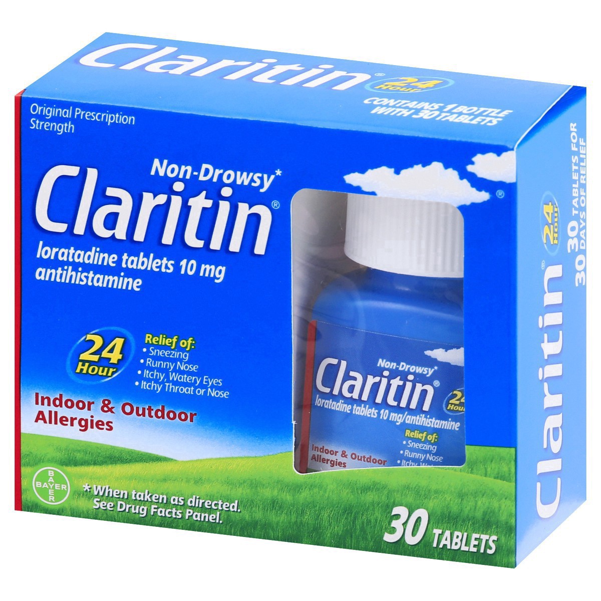 slide 11 of 19, Claritin Antihistamine Tablets Indoor & Outdoor Allergies Prescription Strength 10mg, 30 ct; 10 mg