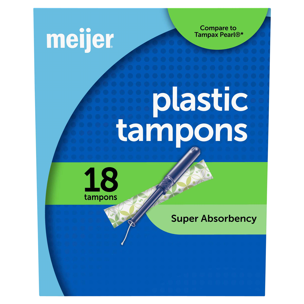 slide 1 of 1, Meijer Plastic Tampons, Super Absorbency, 18 ct
