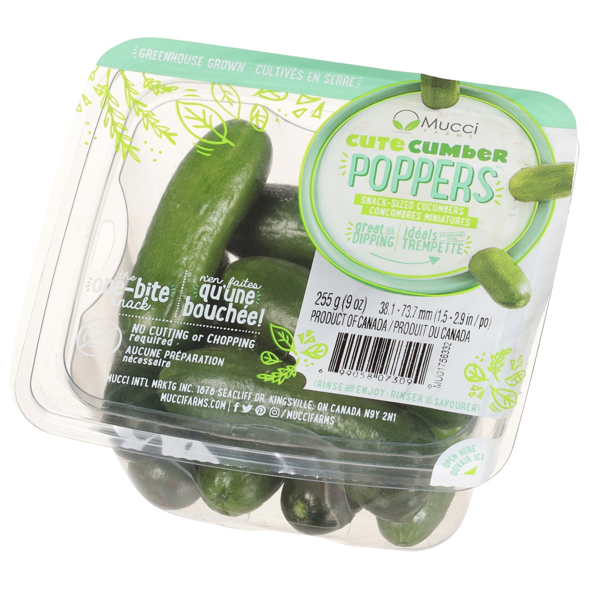 slide 2 of 4, Mucci Farms CuteCumber Poppers Cucumbers Snack-Sized 9 oz, 9 oz