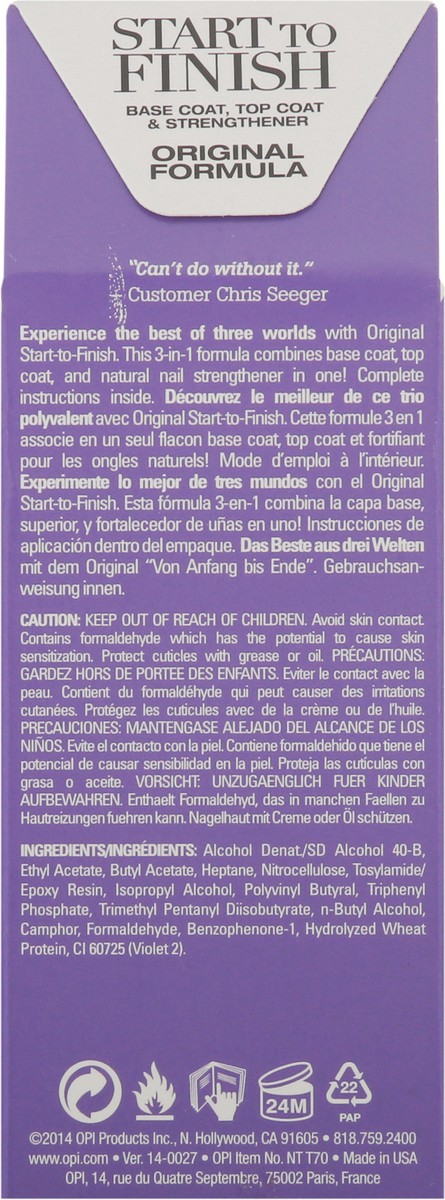 slide 8 of 9, OPI Start to Finish Original Formula Base Coat, Top Coat & Strengthener 0.5 fl oz, 0.5 fl oz