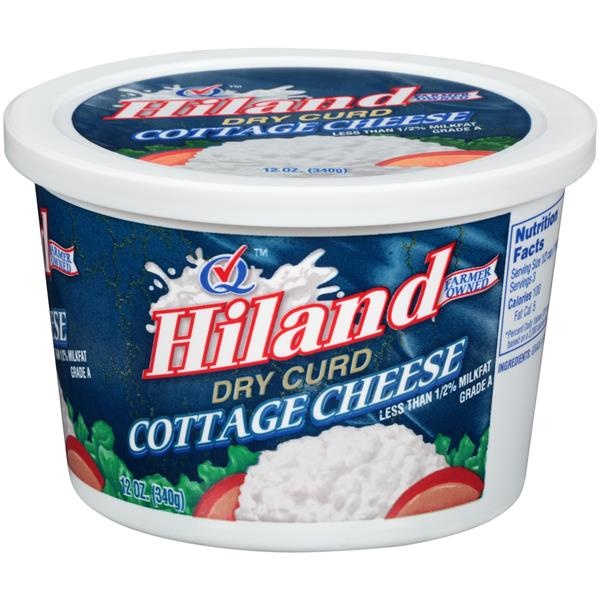 slide 1 of 1, Hiland Dairy Dry Curd Cottage Cheese, 12 oz