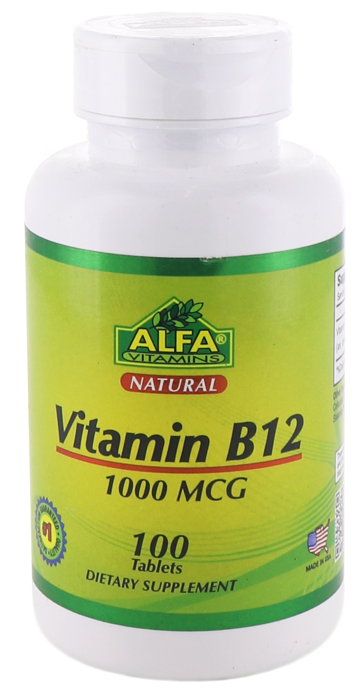 slide 1 of 1, Alfa B12 Vitamin 1000mg, 100 ct; 1000 mcg