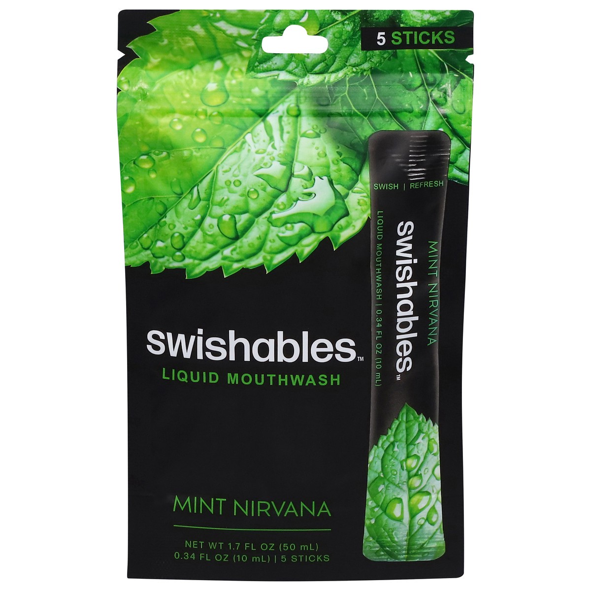 slide 3 of 4, Swishables Mint Nirvana Liquid Mouthwash 5 - 0.34 fl oz Sticks, 5 ct