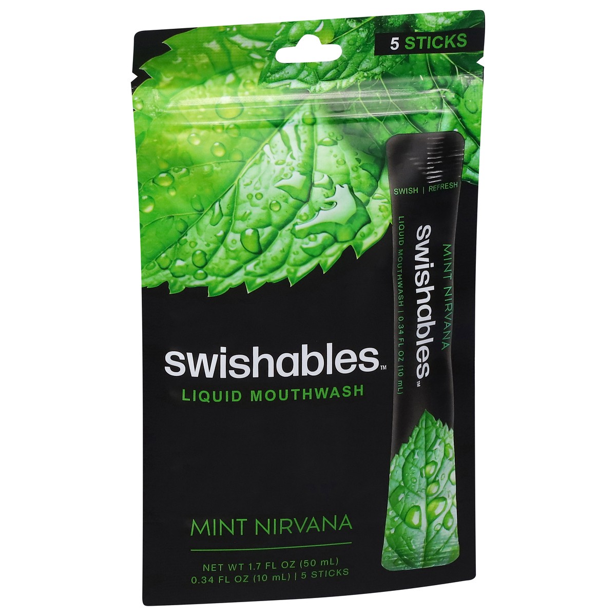 slide 4 of 4, Swishables Mint Nirvana Liquid Mouthwash 5 - 0.34 fl oz Sticks, 5 ct
