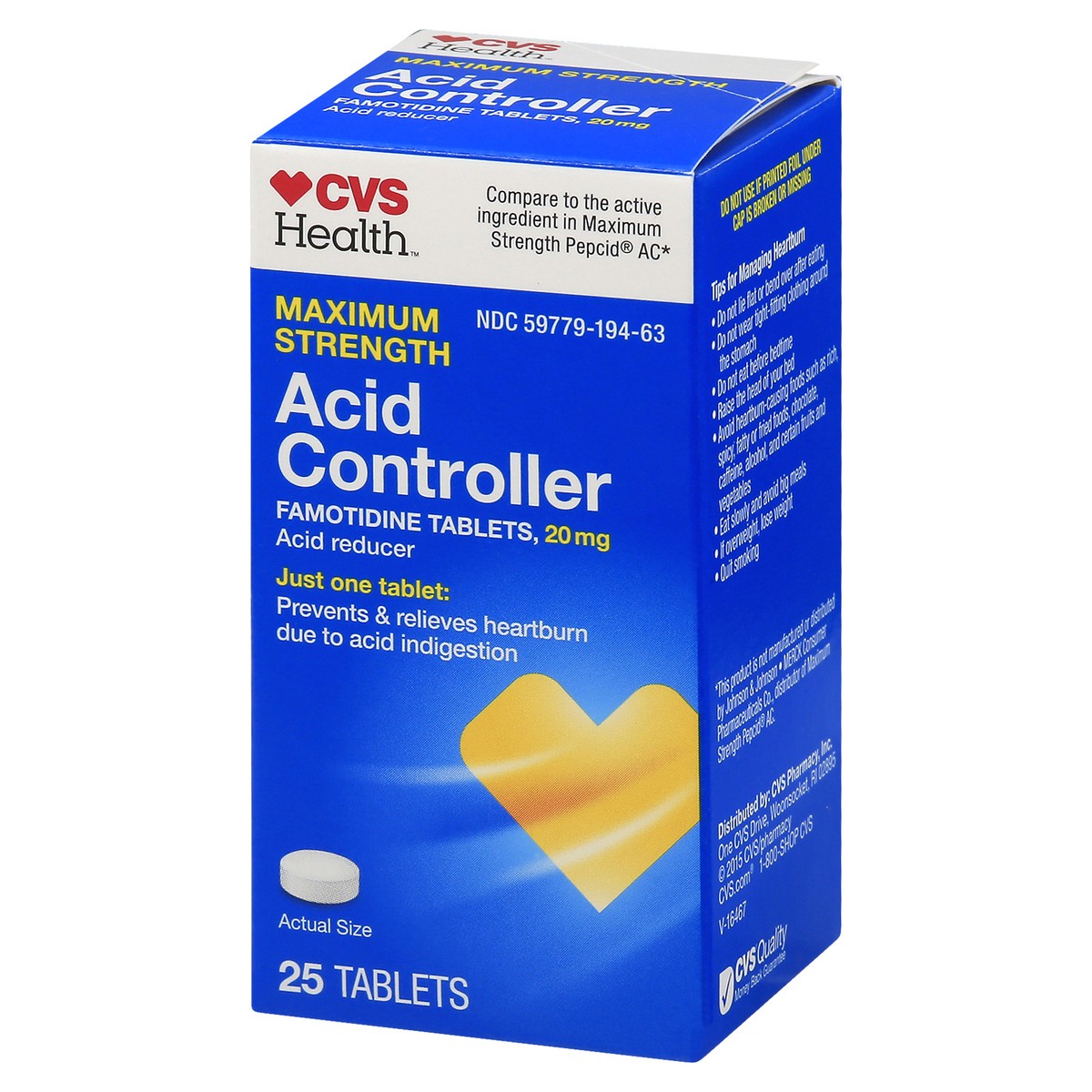 slide 5 of 11, CVS Health Maximum Strength Acid Controller Tablets, 25 Ct, 25 ct; 20 mg