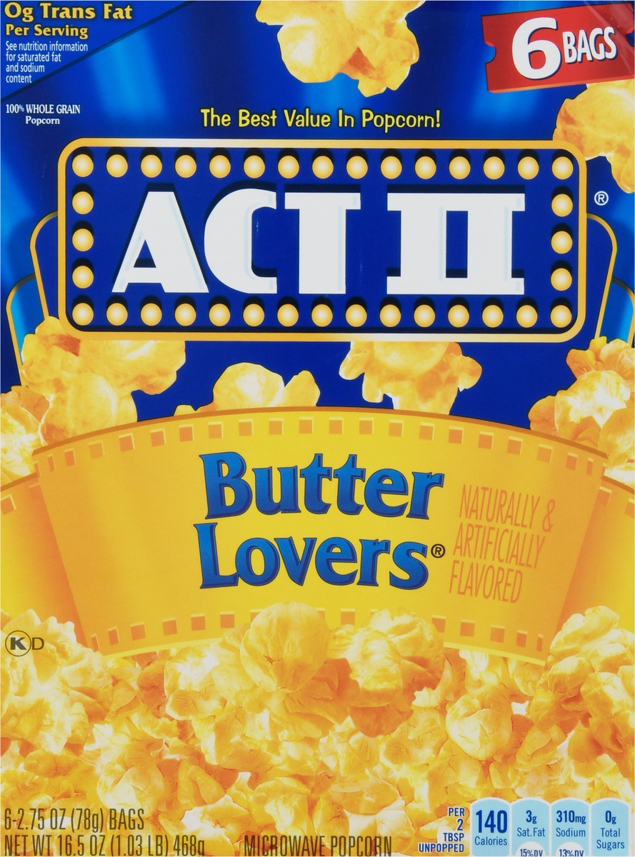slide 9 of 11, ACT II Butter Lovers Popcorn, 6 ct