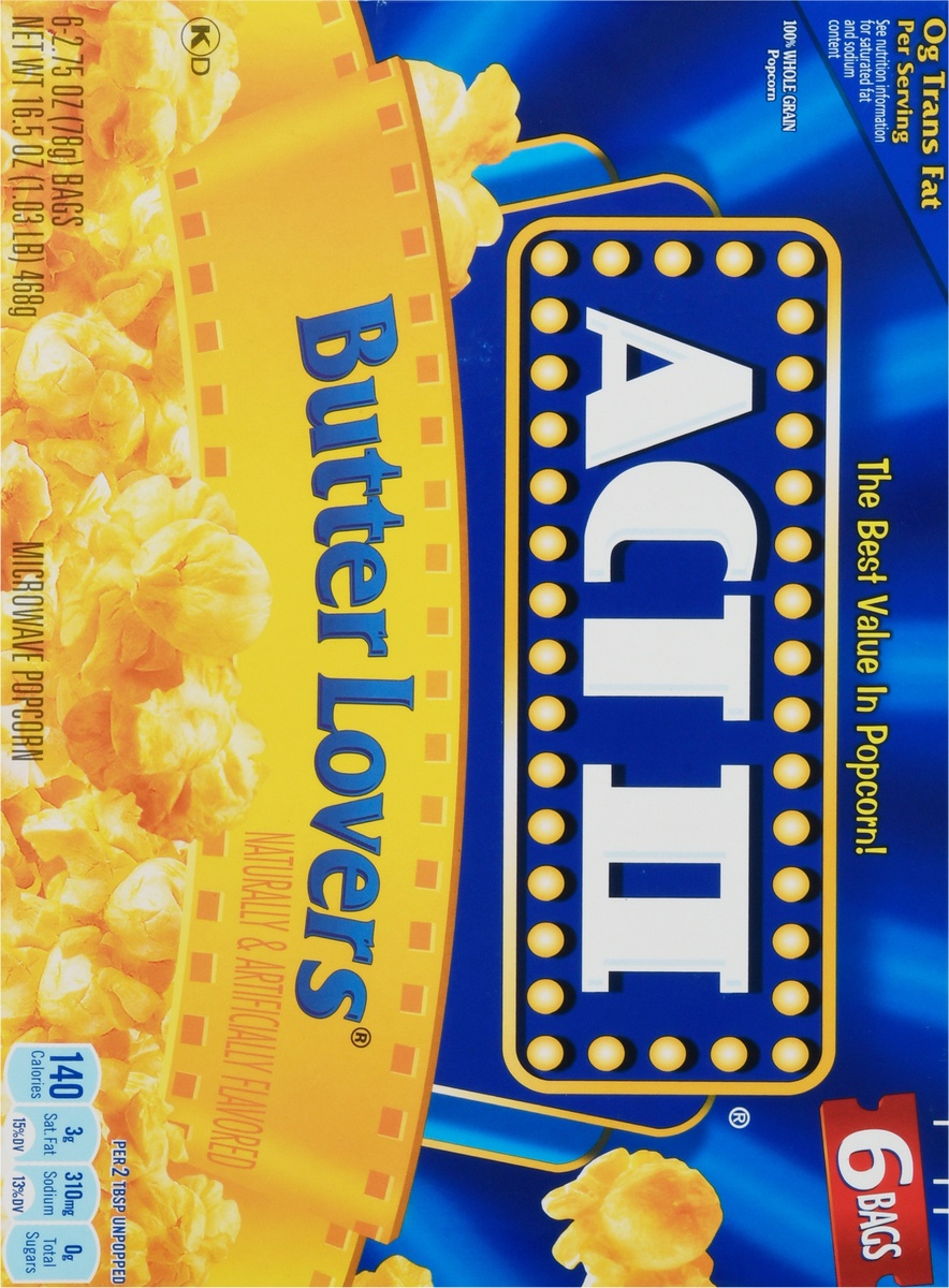 slide 10 of 11, ACT II Butter Lovers Popcorn, 6 ct