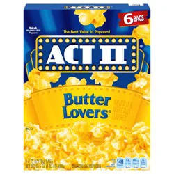 Act II Microwave Butter Lovers Popcorn 6-2.75 oz